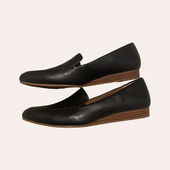 Black Pointed Toe Faux Leather Vintage 7 Eight Loafer Shoes - Picture 2 of 4